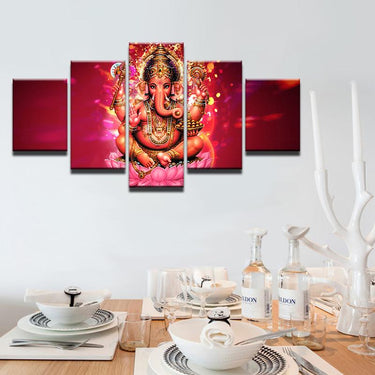 Vibrant Lord Ganesha 5Pc Canvas Painting